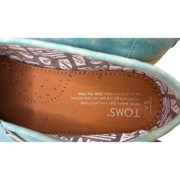 TOMS Alpargata Flats Youth Sz 5 Turquoise Blue Slip on Loafers - Picture 4 of 5